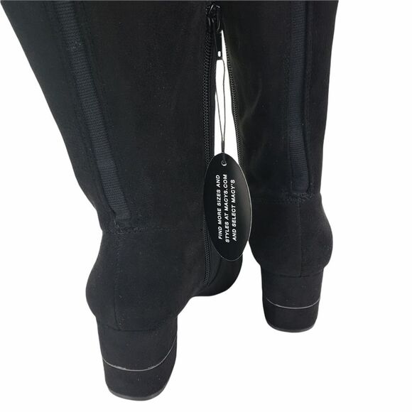 Alfani Boots Womens 6 M Black Over-the-Knee Novaa Faux Suede Square Toe - Picture 4 of 10